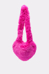 LANA FAUX FUR HEART BAG IN PINK