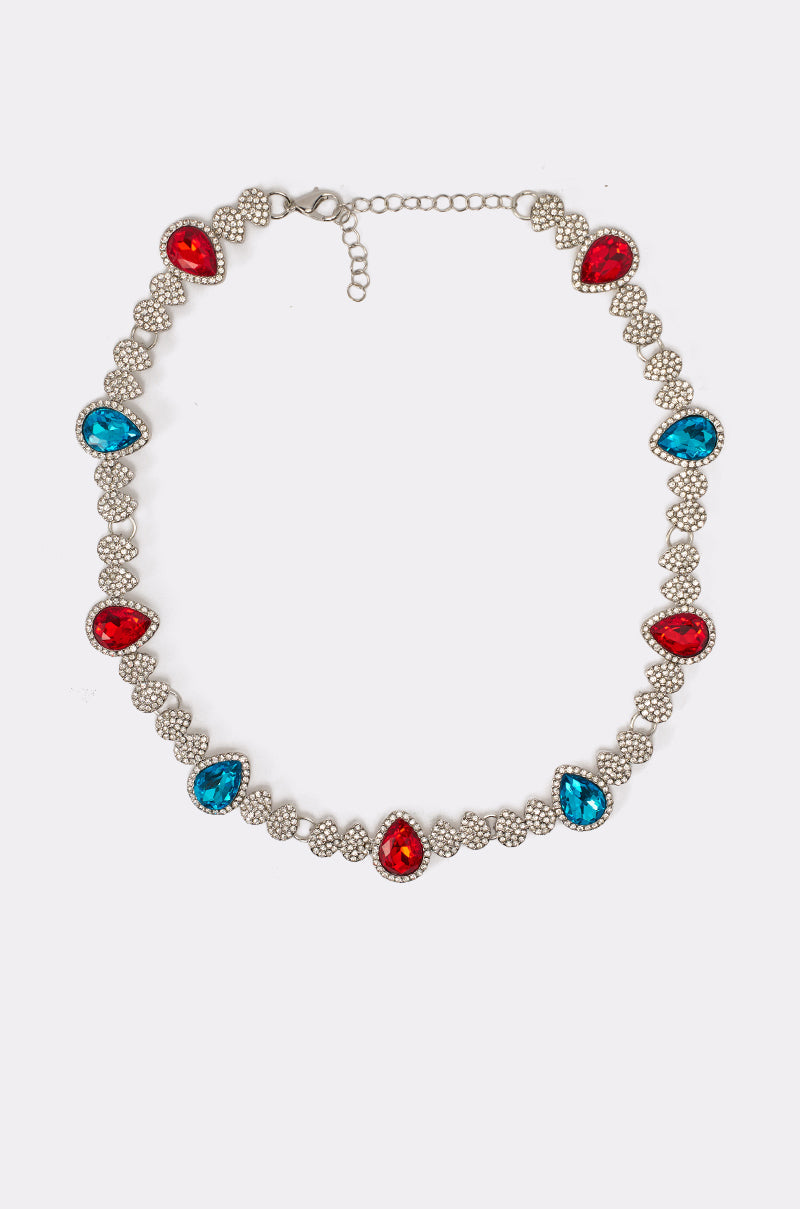 TOO TURNT RED AND BLUE NECKLACE