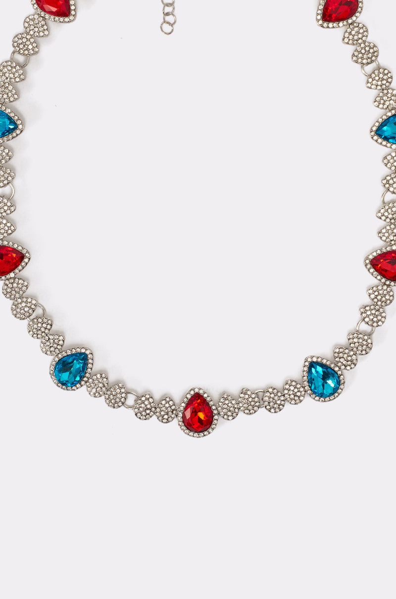 TOO TURNT RED AND BLUE NECKLACE
