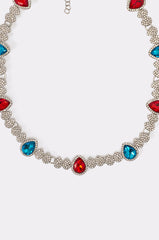 TOO TURNT RED AND BLUE NECKLACE