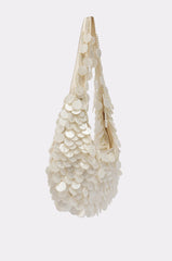 NO WORDS BEADED BAG IN WHITE