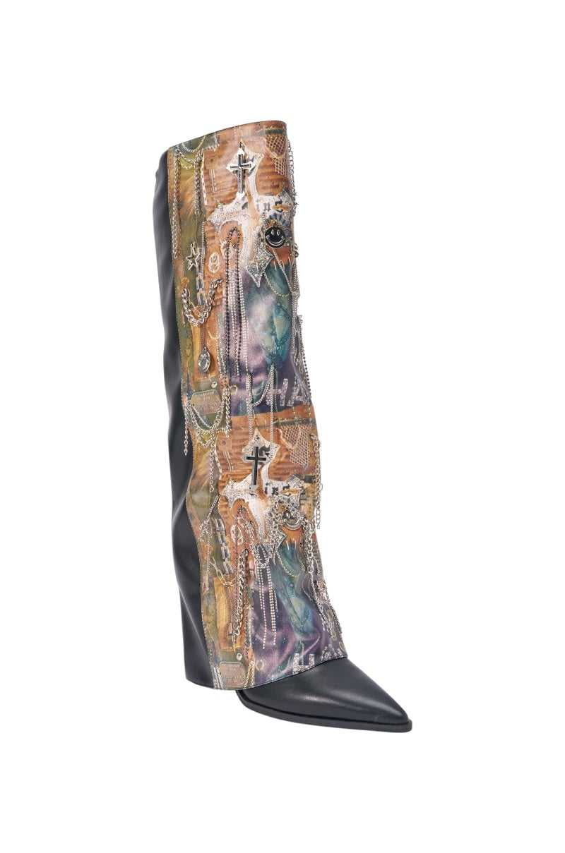 AKIRA GOLD IVELLISE MULTI BLOCK BOOT