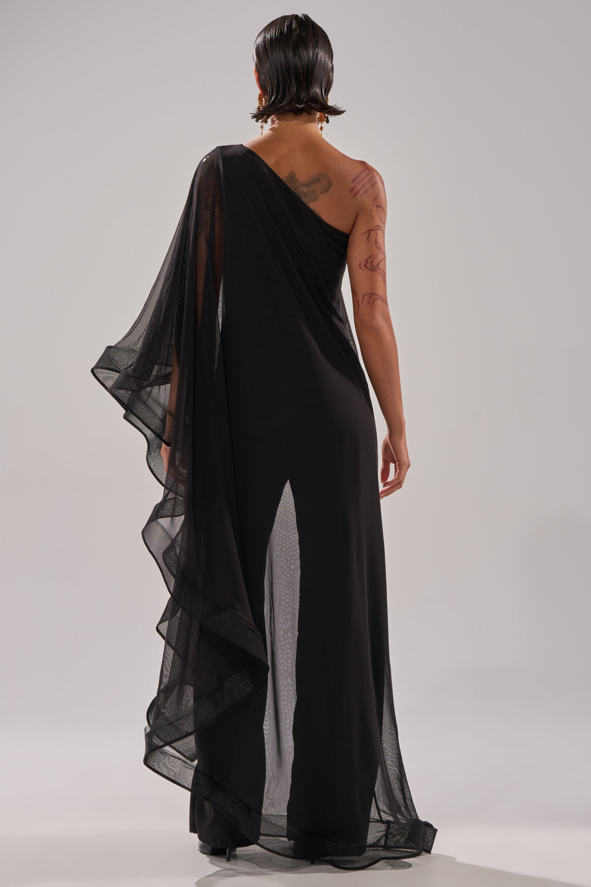 SANDO MESH JUMPSUIT IN BLACK