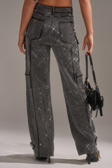 AMMO BONNE SOIREE RHINESTONE CARGO PANTS IN BLACK