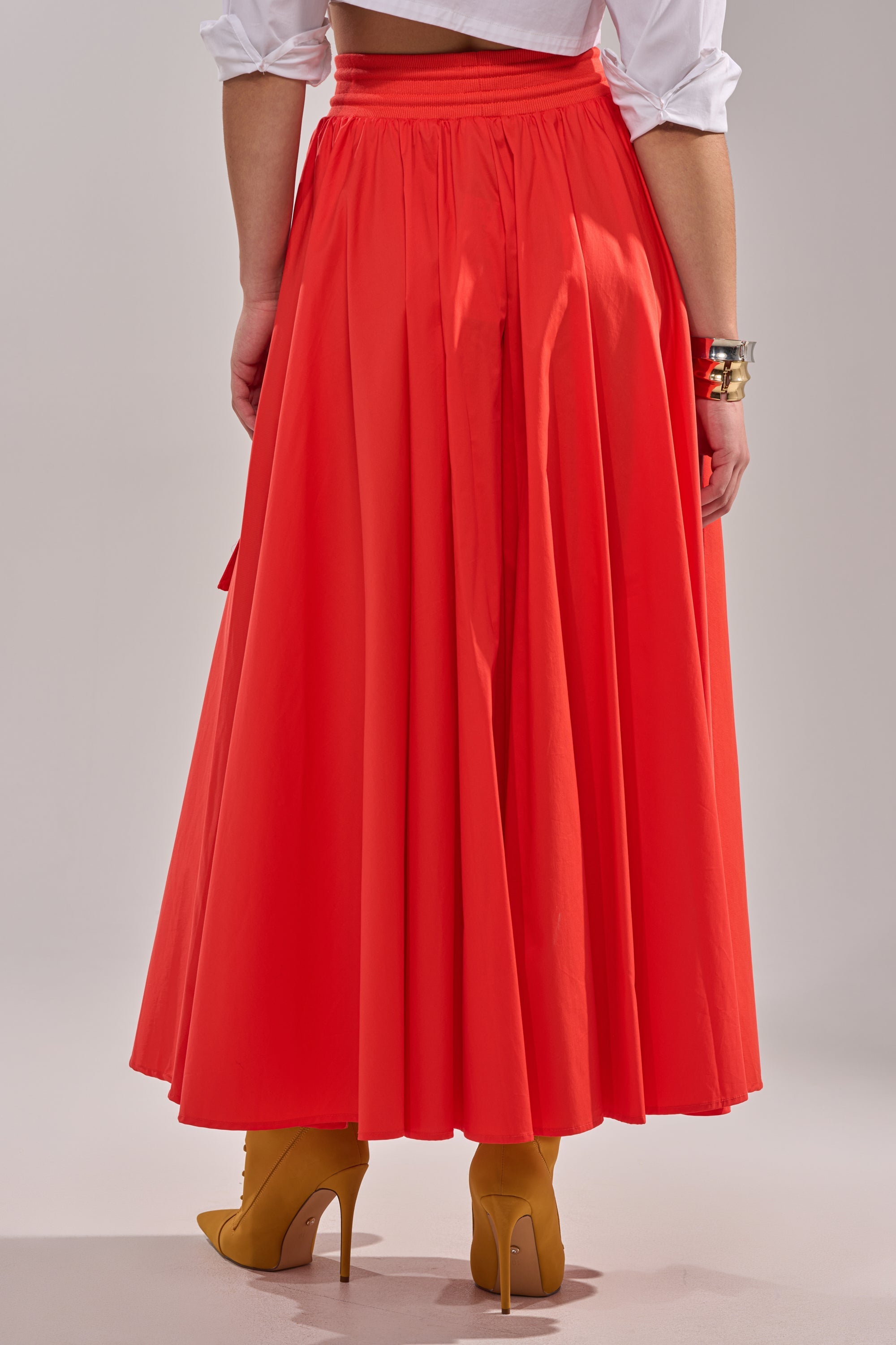 AMELIA CARGO POCKET MAXI SKIRT IN RED