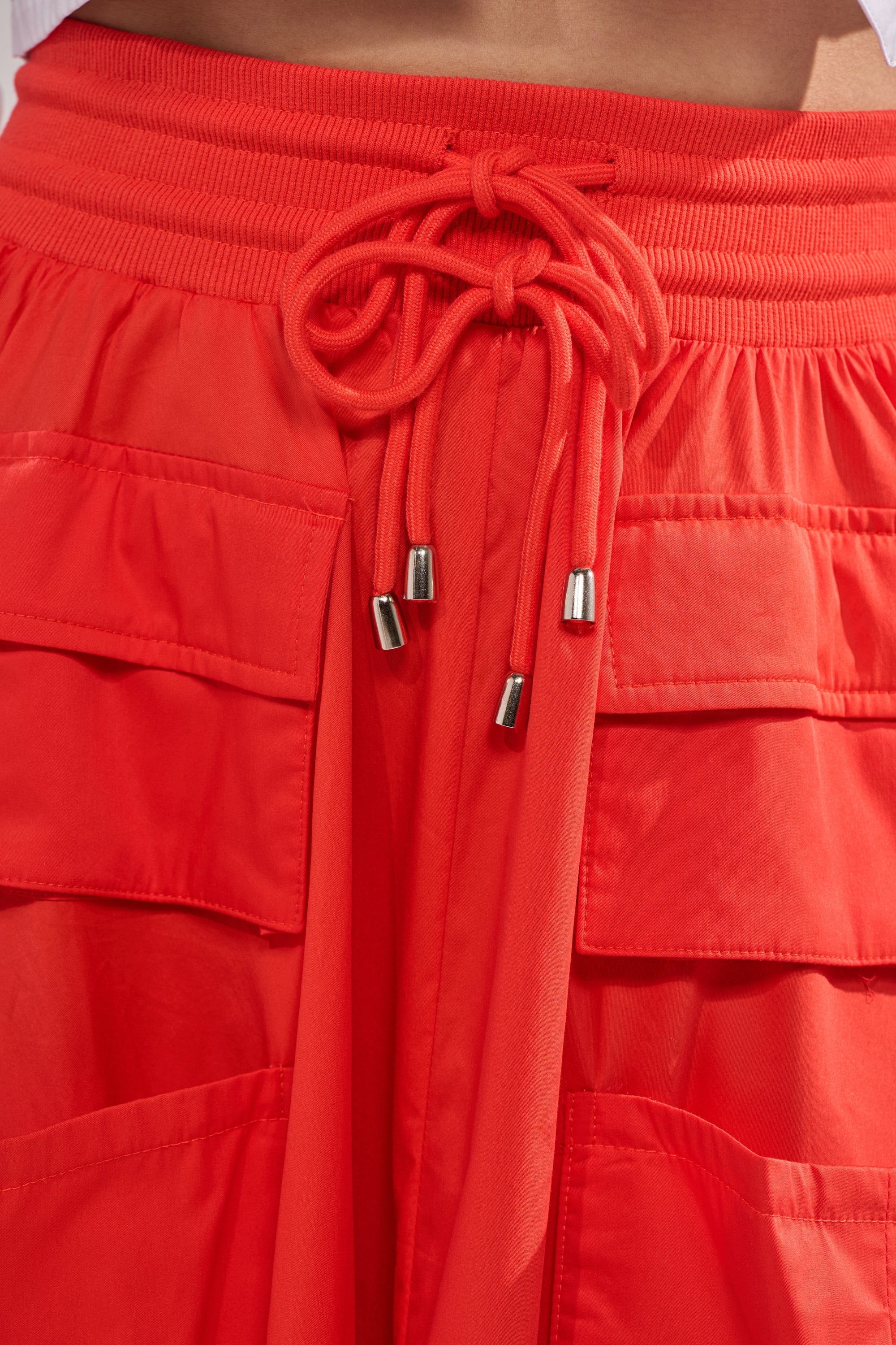 AMELIA CARGO POCKET MAXI SKIRT IN RED