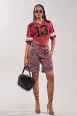 ON FIRE RED CAMO BERMUDA SHORT