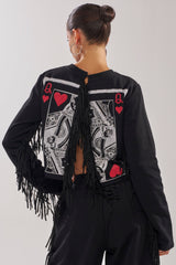 PLAYING CARDS CROP SWEATSHIRT