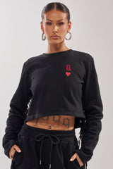 PLAYING CARDS CROP SWEATSHIRT