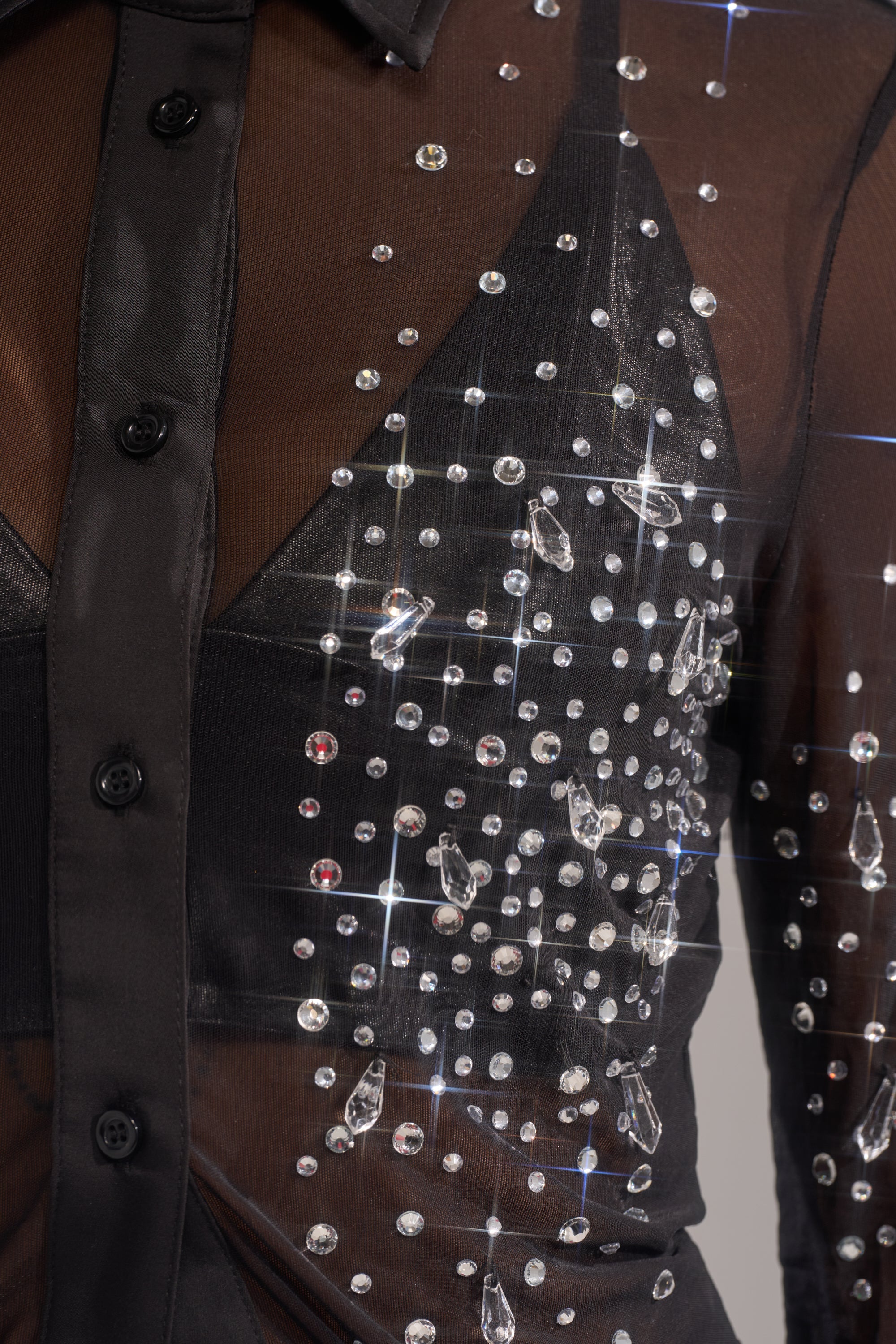 BLING BLING MESH BUTTON DOWN