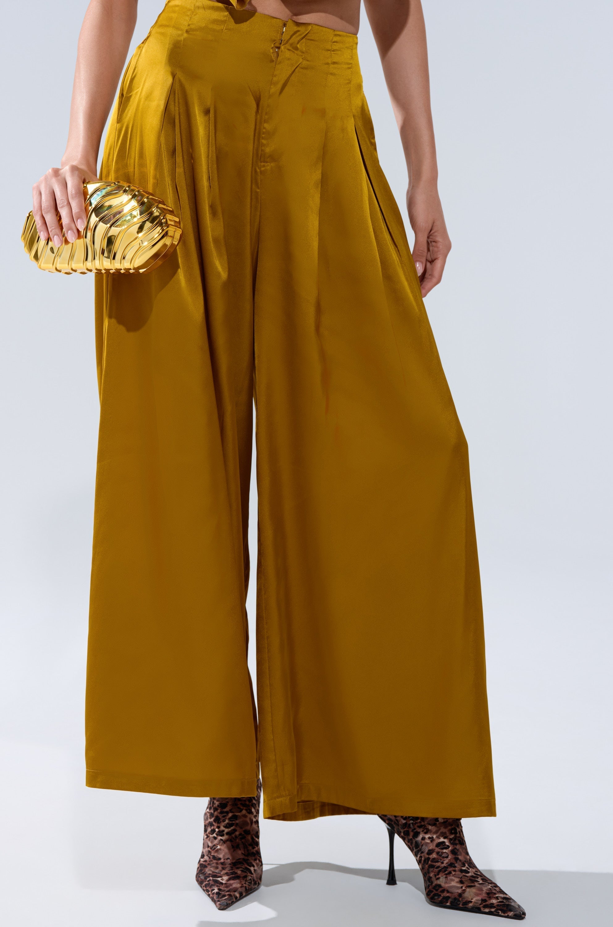 COCKTAIL HOUR WIDE-LEG PANT IN MUSTARD