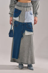 DENIM DREAMS ZIPPER DETAIL MAXI SKIRT