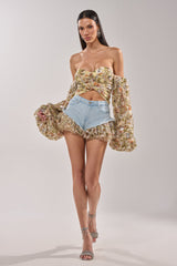 QUEEN OF IT ALL FLORAL DENIM SHORT