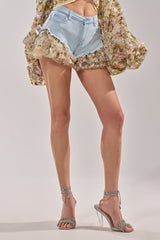 QUEEN OF IT ALL FLORAL DENIM SHORT