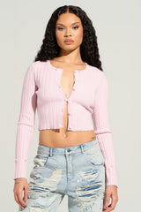 ANGEL EYES FUR TRIM CARDIGAN IN PINK