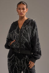 ELECTRIC LOVE RHINESTONE ZIP UP SWEATSHIRT