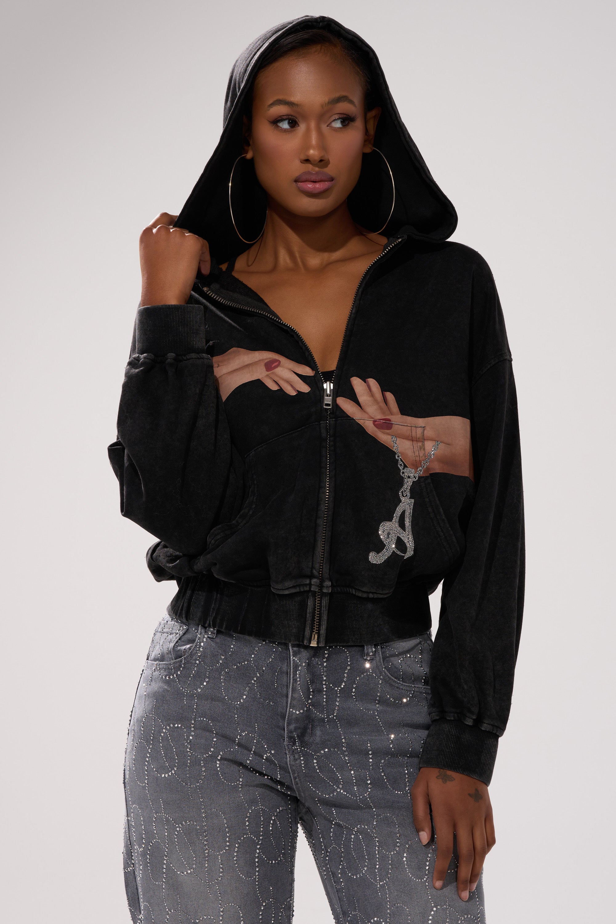 GRAB MY HAND ZIP UP SWEATSHIRT