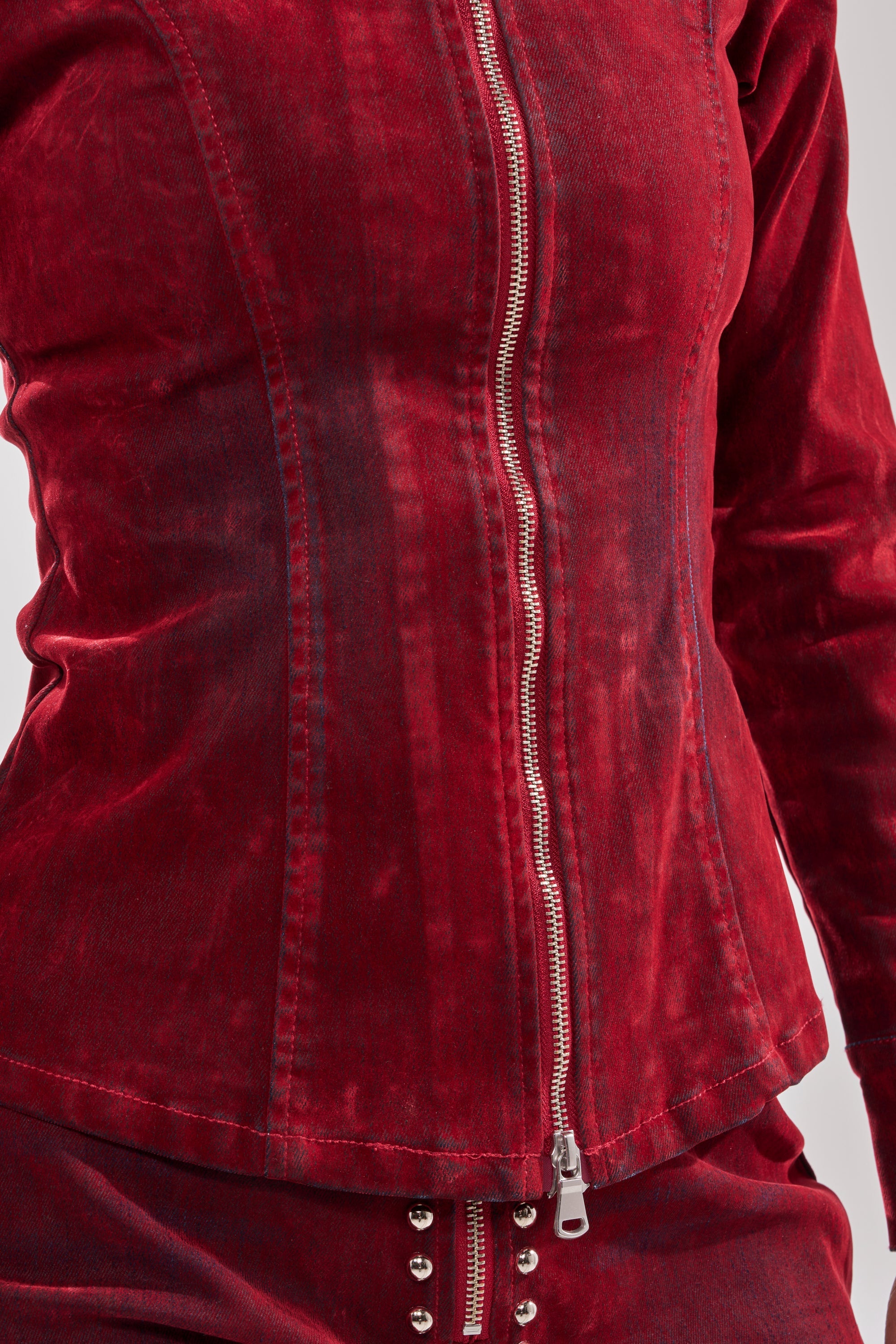 RODEO VIBES VELVET DENIM ZIP UP