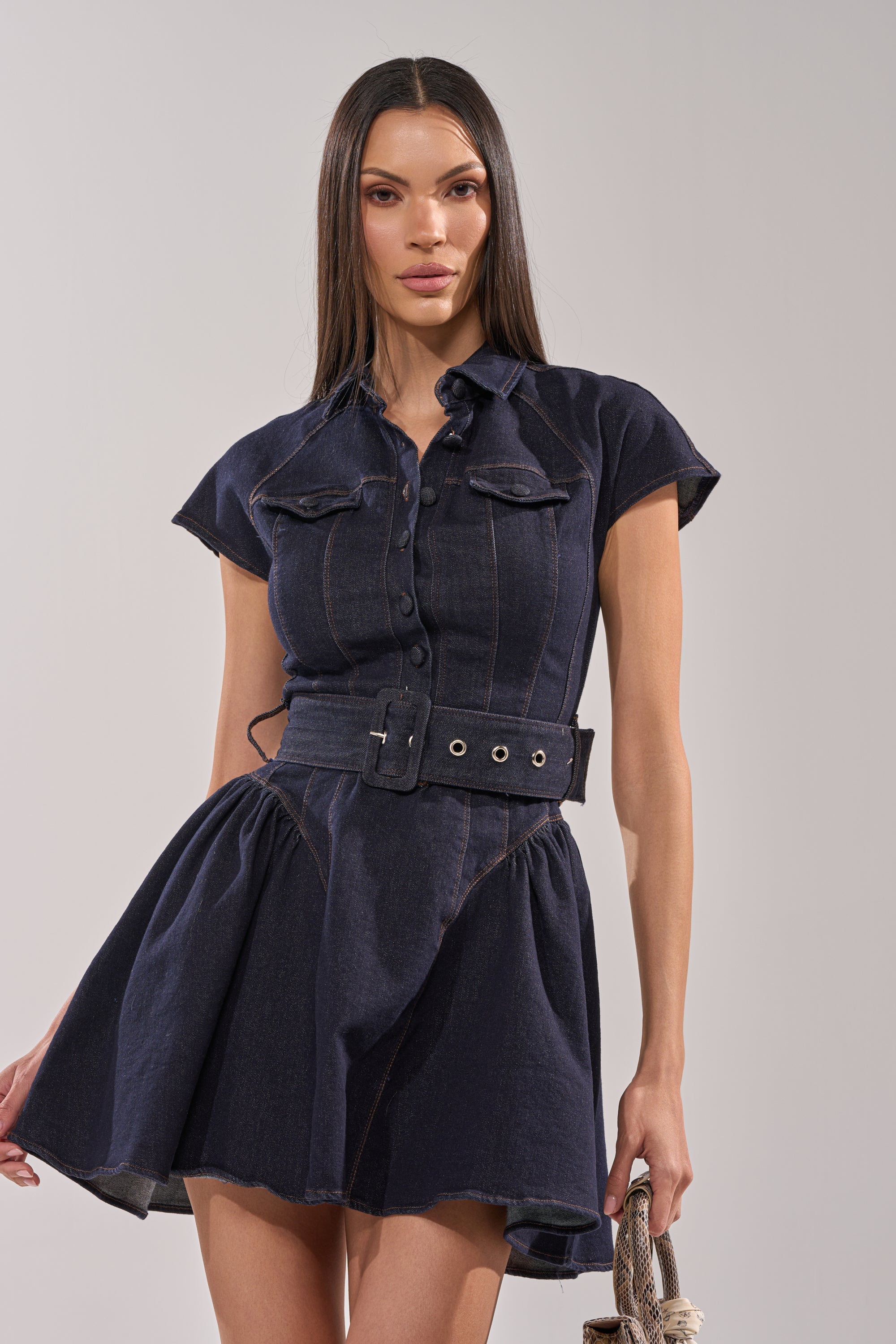 SADIE BUTTON UP DENIM MINI DRESS