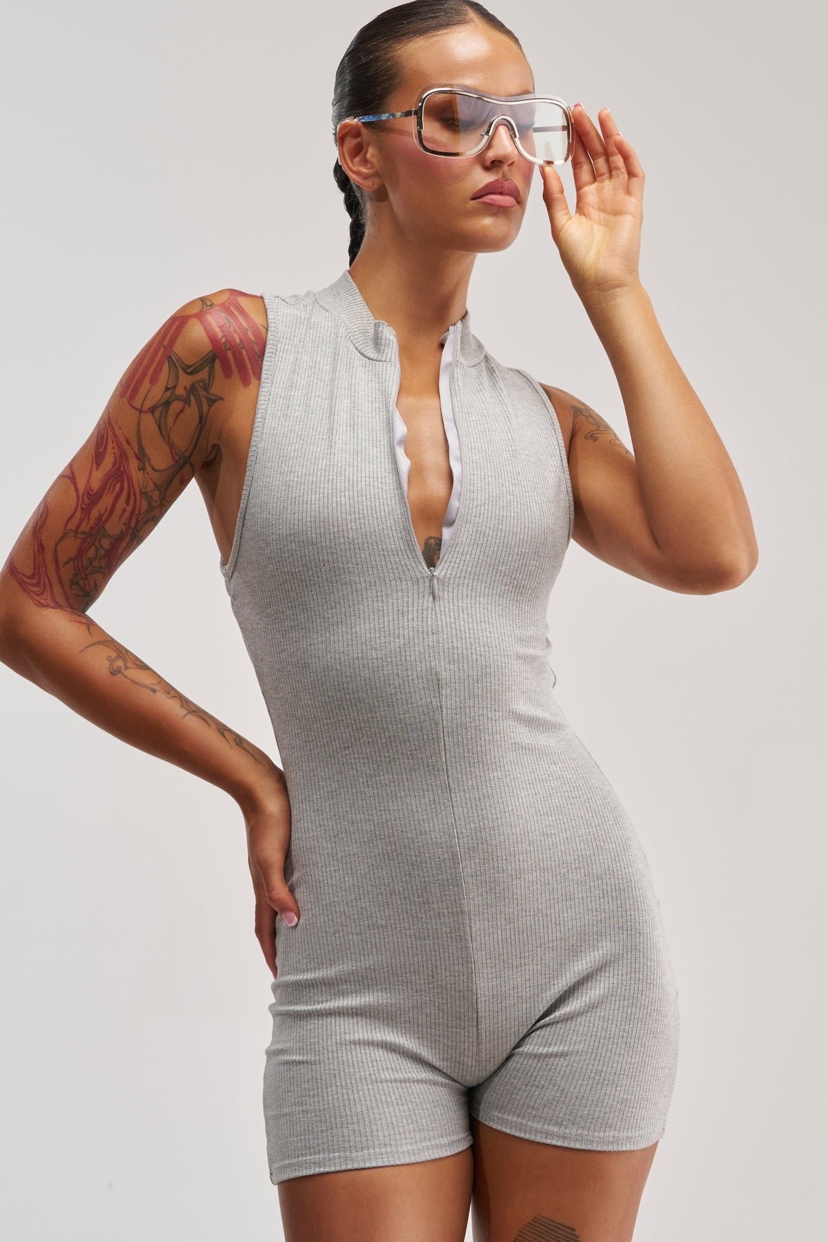 EFFORTLESS ICON ZIP UP KNIT ROMPER