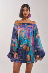 OUT FOR BRUNCH PATTERNED MINI DRESS