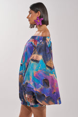 OUT FOR BRUNCH PATTERNED MINI DRESS