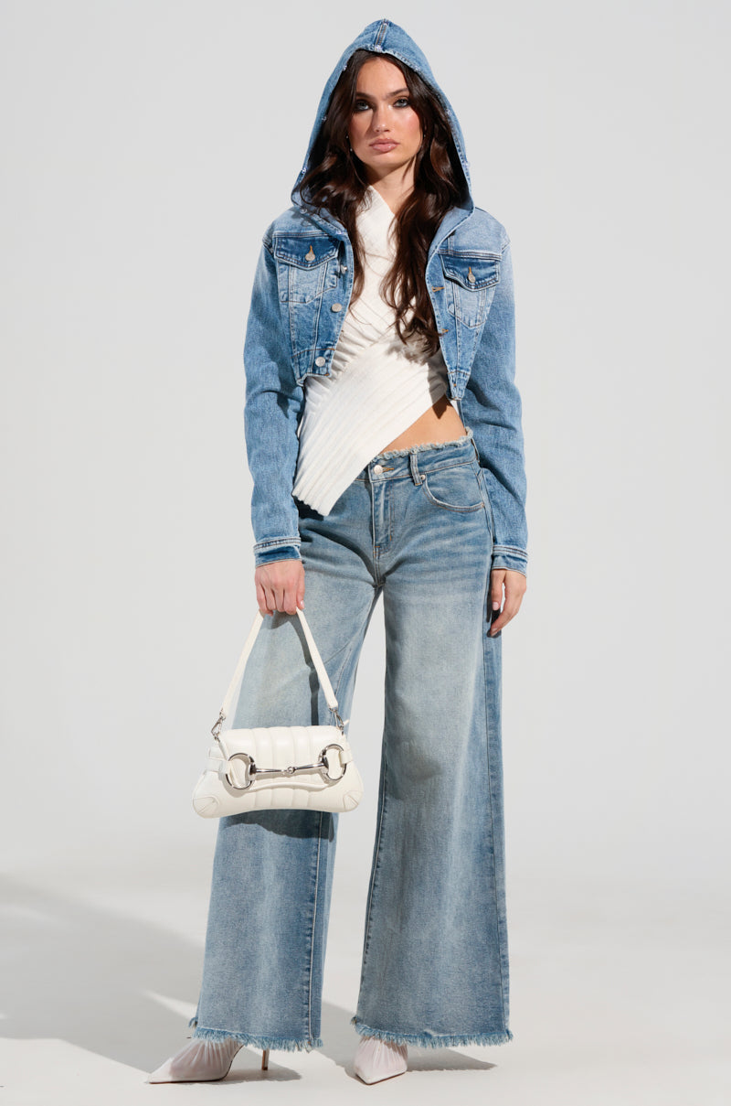 SITTING PRETTY FUR TRIM DENIM JACKET