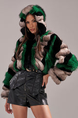 SUPERNOVA PANELED FAUX FUR IN GREEN