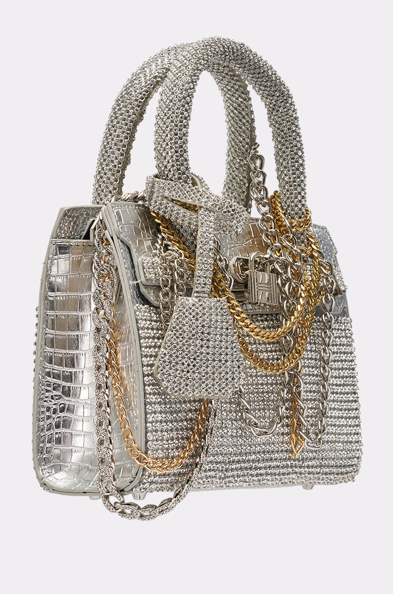 TOP NOTCH EMBELLISHED CHAIN PURSE