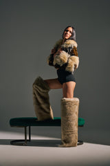 AZALEA WANG LAGANN BONE THIGH HIGH FUR LUXE BOOT