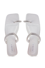 AKIRA LAVEDA WHITE EMBELLISHED FLAT SANDAL