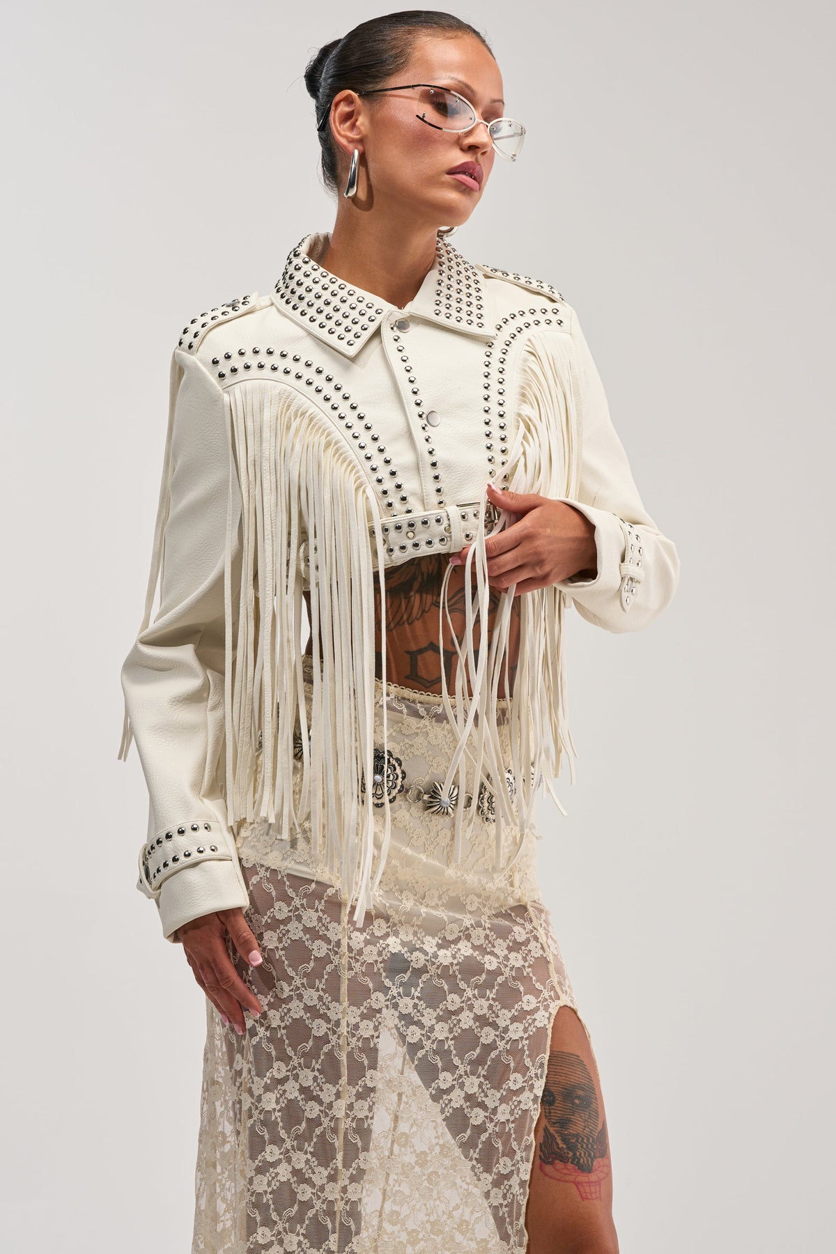 RUMI CROPPED MOTO IN WHITE
