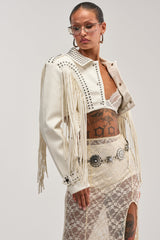 RUMI CROPPED MOTO IN WHITE