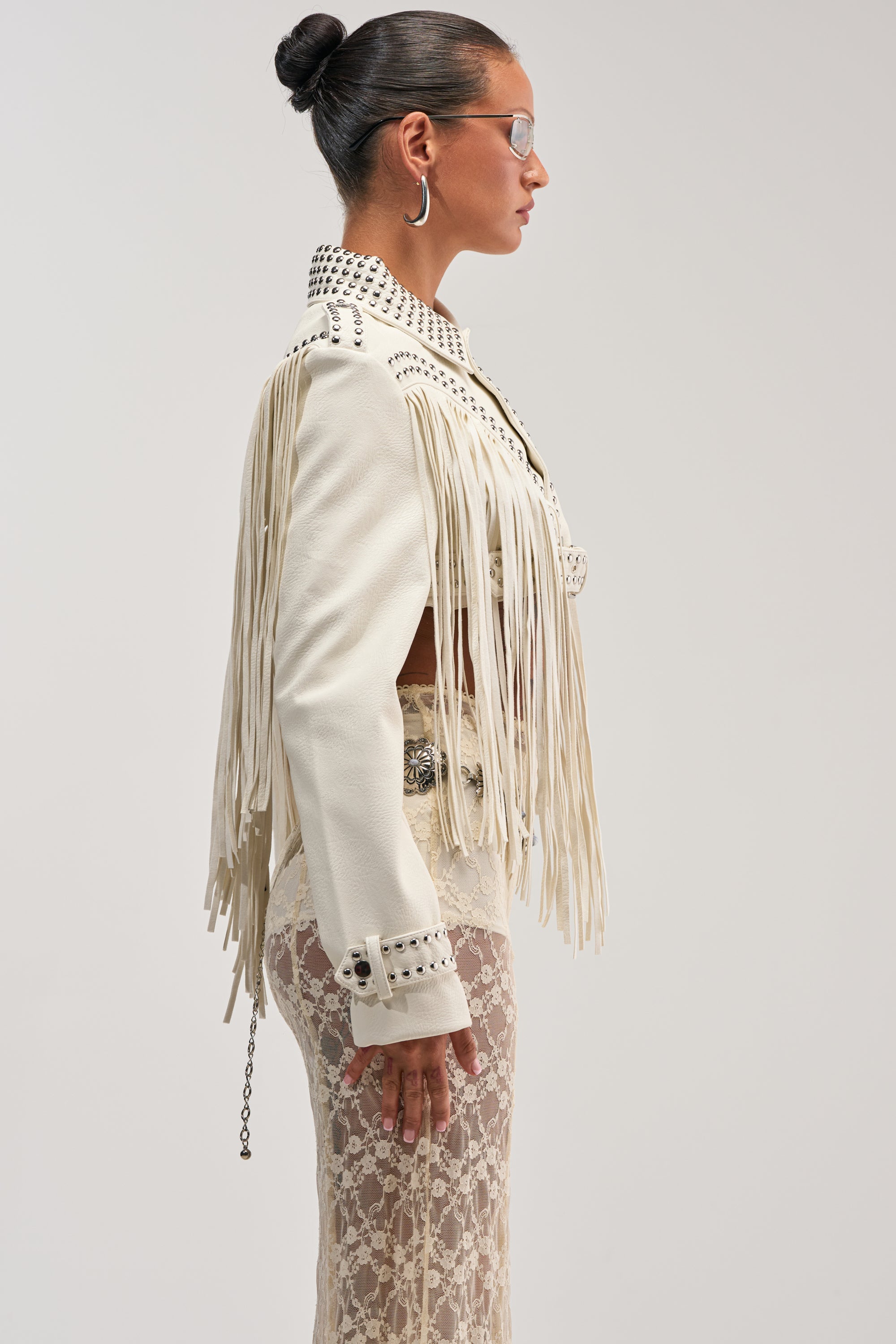 RUMI CROPPED MOTO IN WHITE