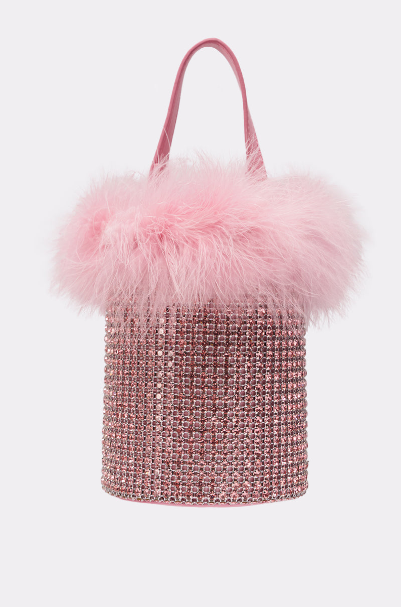 ELLE PINK FEATHER BLING PURSE