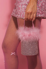 ELLE PINK FEATHER BLING PURSE