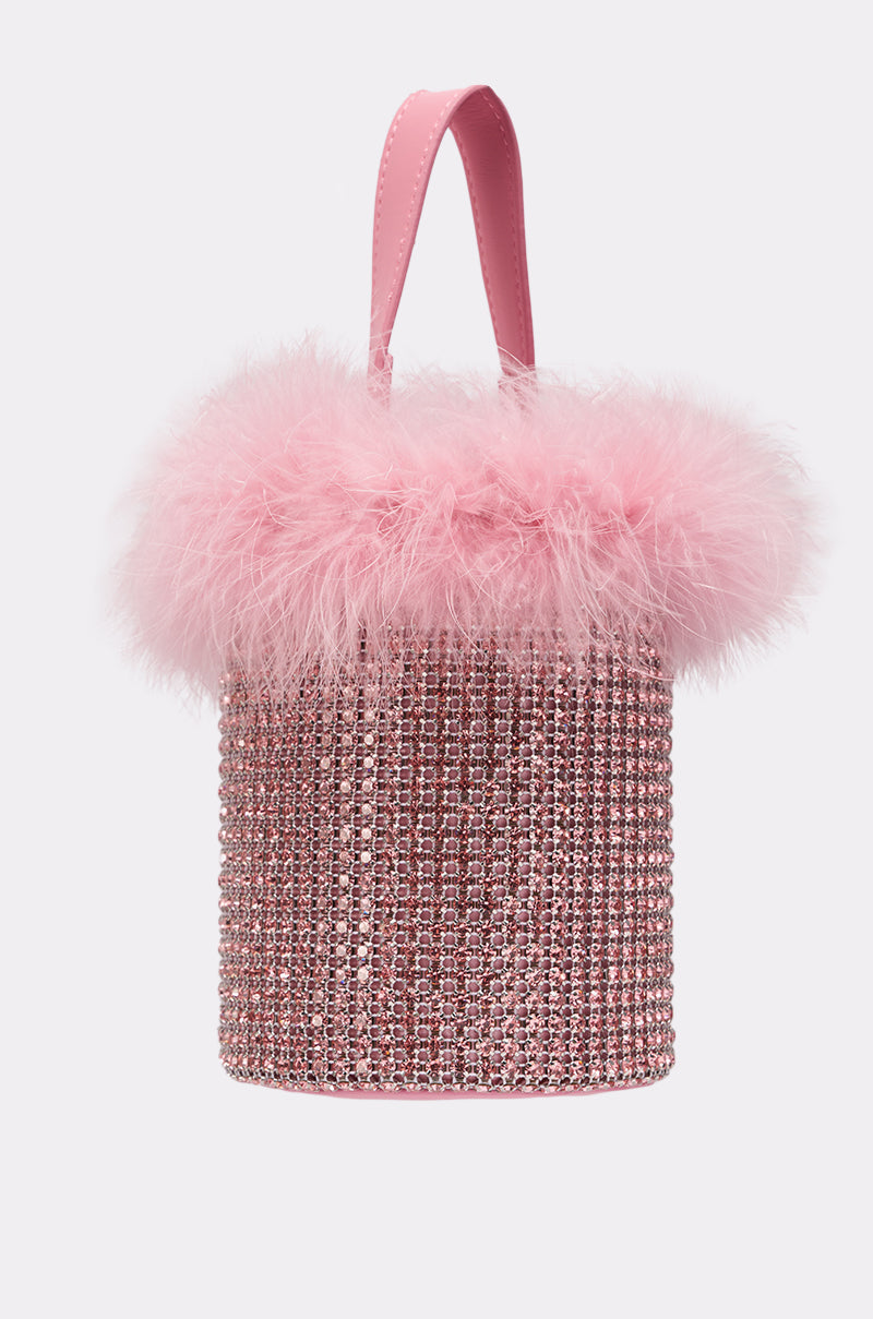 ELLE PINK FEATHER BLING PURSE