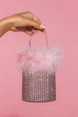 ELLE PINK FEATHER BLING PURSE