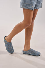 AZALEA WANG MARSHA DENIM GROMMET DETAIL FLAT