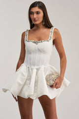 SHIMMER FRAME RHINESTONE MINI DRESS