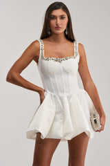 SHIMMER FRAME RHINESTONE MINI DRESS