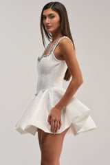 SHIMMER FRAME RHINESTONE MINI DRESS
