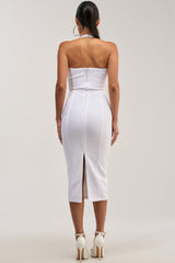 TIA BANDAGE MIDI DRESS IN WHITE