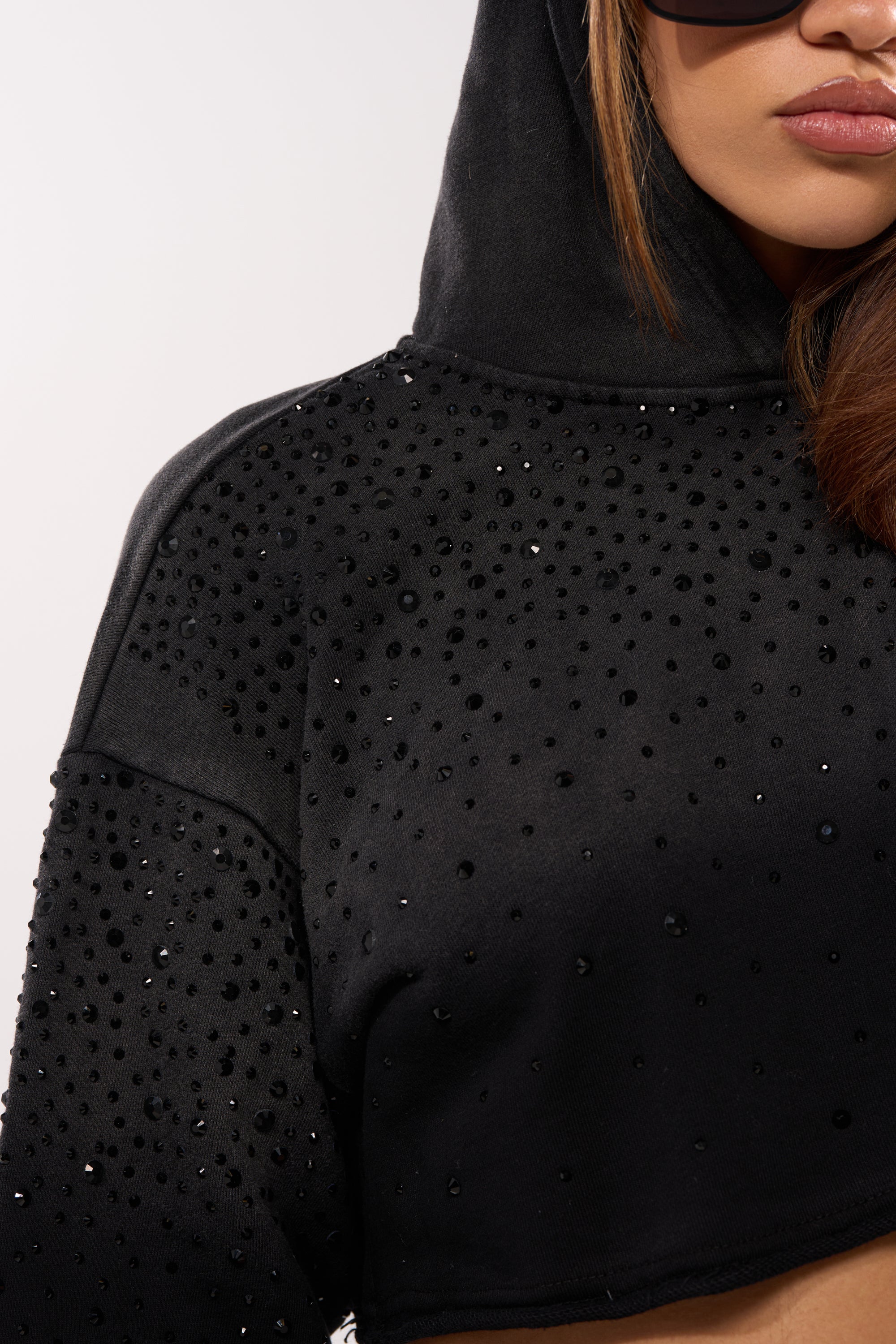 SPARKLE AND SHINE MINERAL WASHED CROPPED HOODIE
