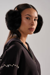 EXTRA RHINESTONE EAR MUFFS IN BLACK