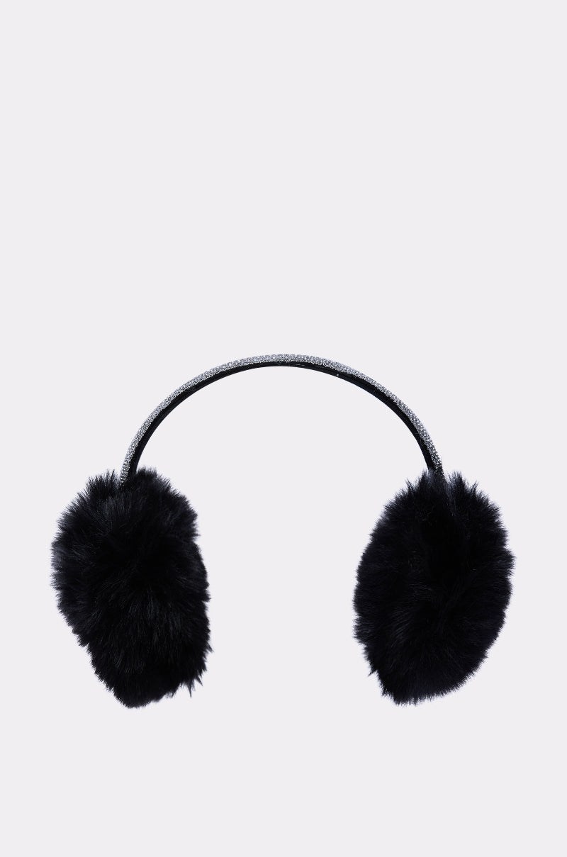 EXTRA RHINESTONE EAR MUFFS IN BLACK