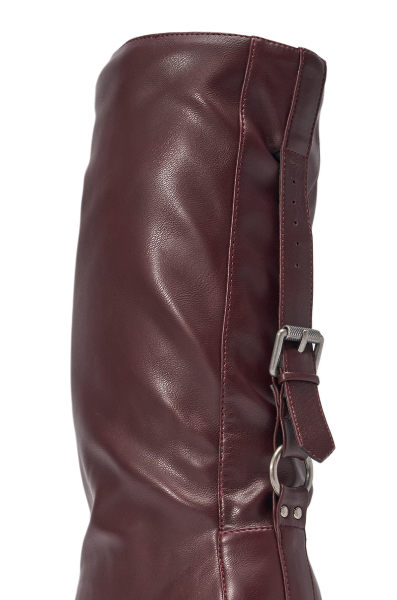 AKIRA GOLD REMIX MAHOGANY OPEN TOE BLOCK BOOTIE