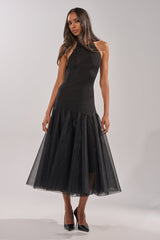 SWEPT UP MESH MAXI DRESS