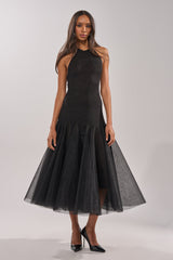 SWEPT UP MESH MAXI DRESS