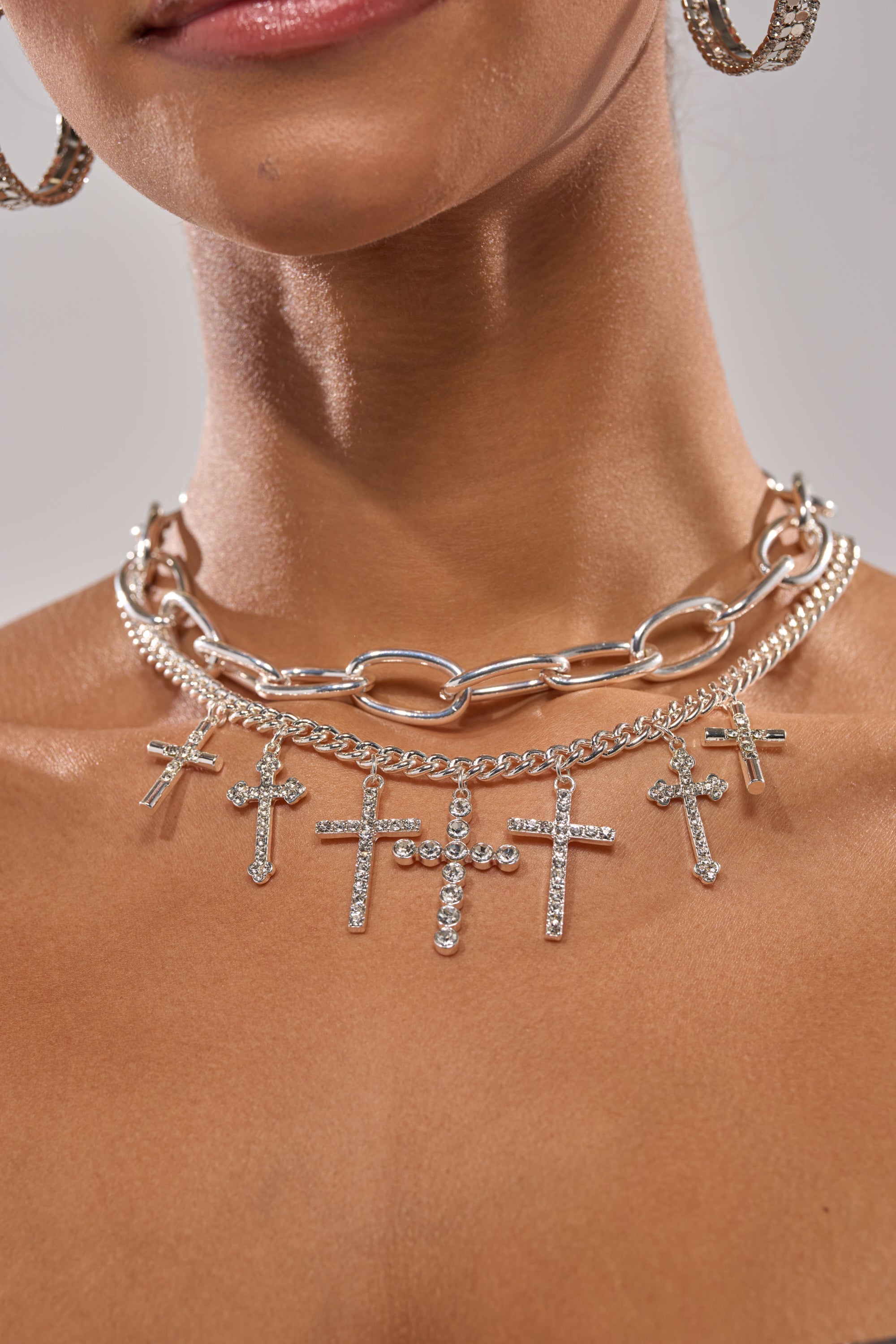 CROSS MY HEART SILVER NECKLACE